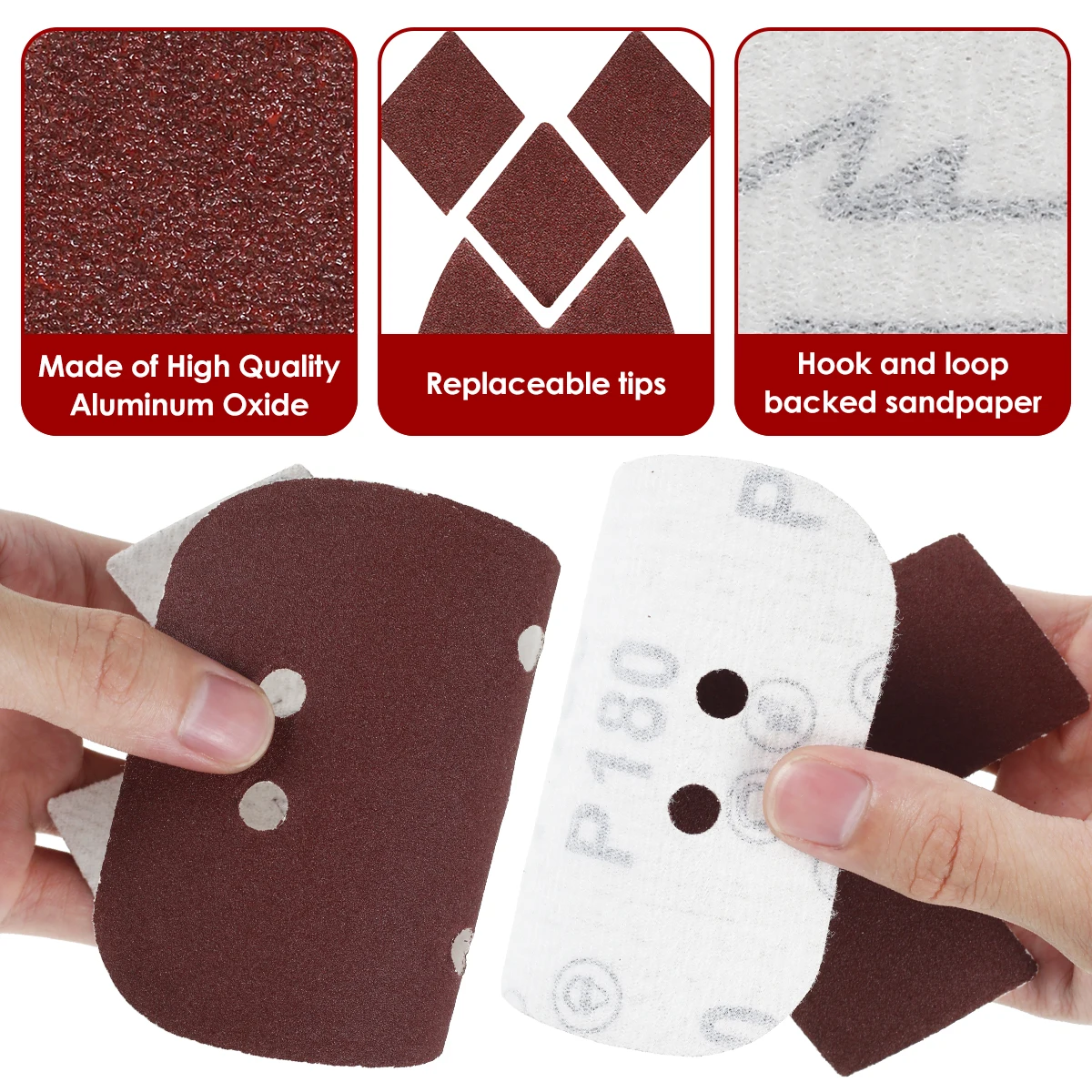 100/200PCS Mouse Sander Pads 60/80/120/180 Grits Detail Sandpaper Orbital Palm Black Abrasive Paper sanding Pads