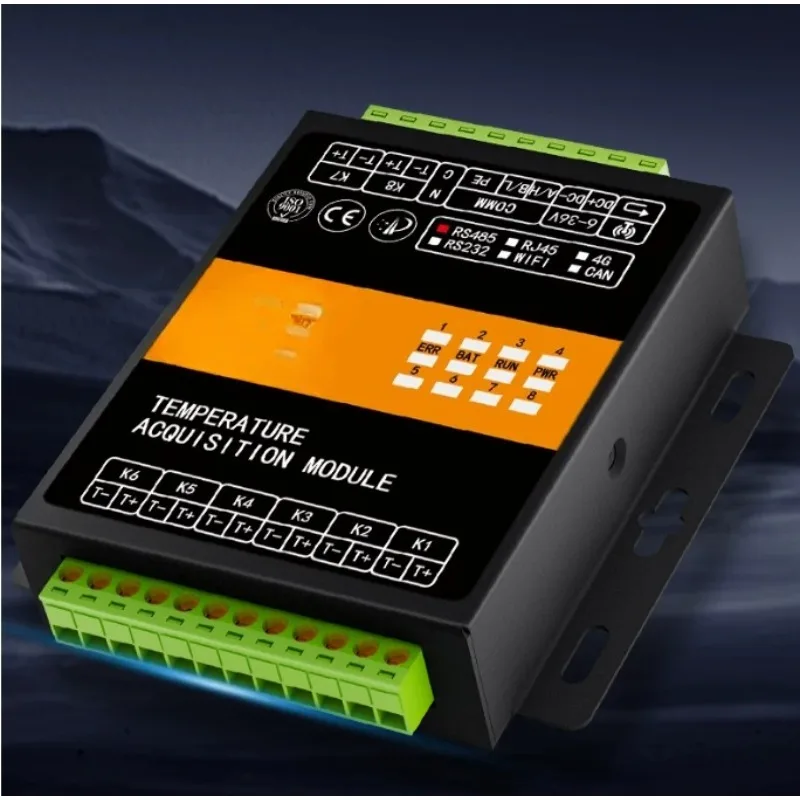 Industrial High Precision Multi-Channel PT100 K-Type Thermocouple RS485 Temperature Transmitter Module 4/8/12CH RTD Sensor DAQ