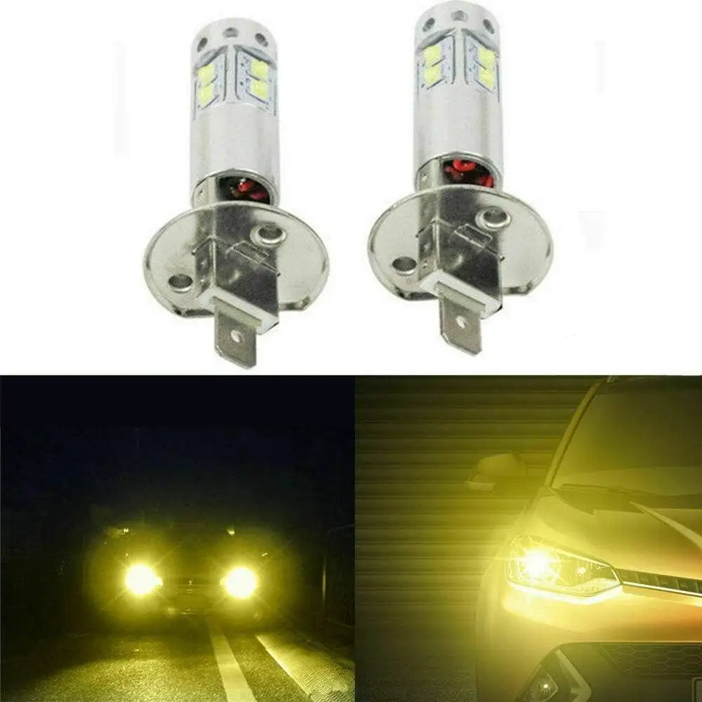 10V-30V  Car LED Fog Light Bulbs  Yellow Front Driving Lights DRL Daytime Running Lights Headlight Bulb