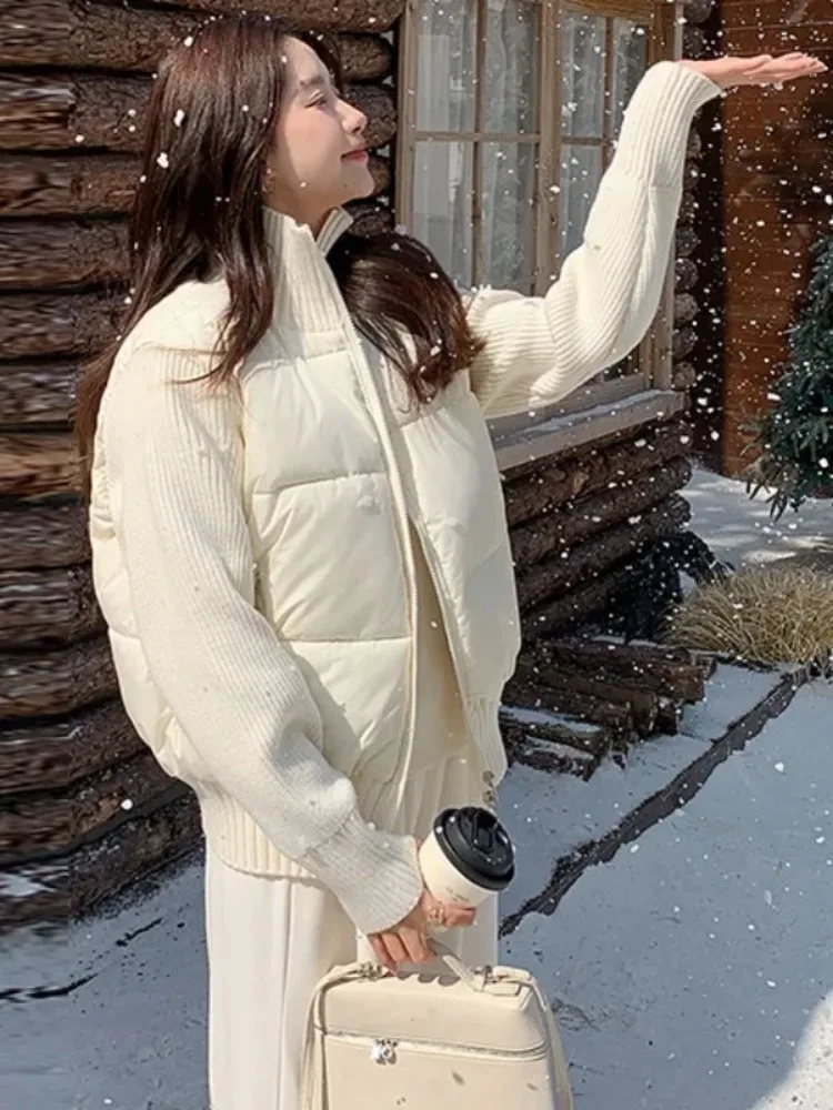 

White Cotton Jacket Women Unique Thermal Design Winter Coat Y2K Outdoor Sportswear Parka Fashionable Padded Sled Coat