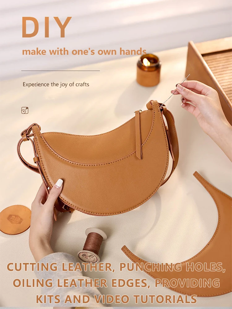 DIY Leather 2023 New Women Design Small  Crescent Moon Crossbody Messenger Bag Hobos Shoulder Bags Purse Fashionable Handbags