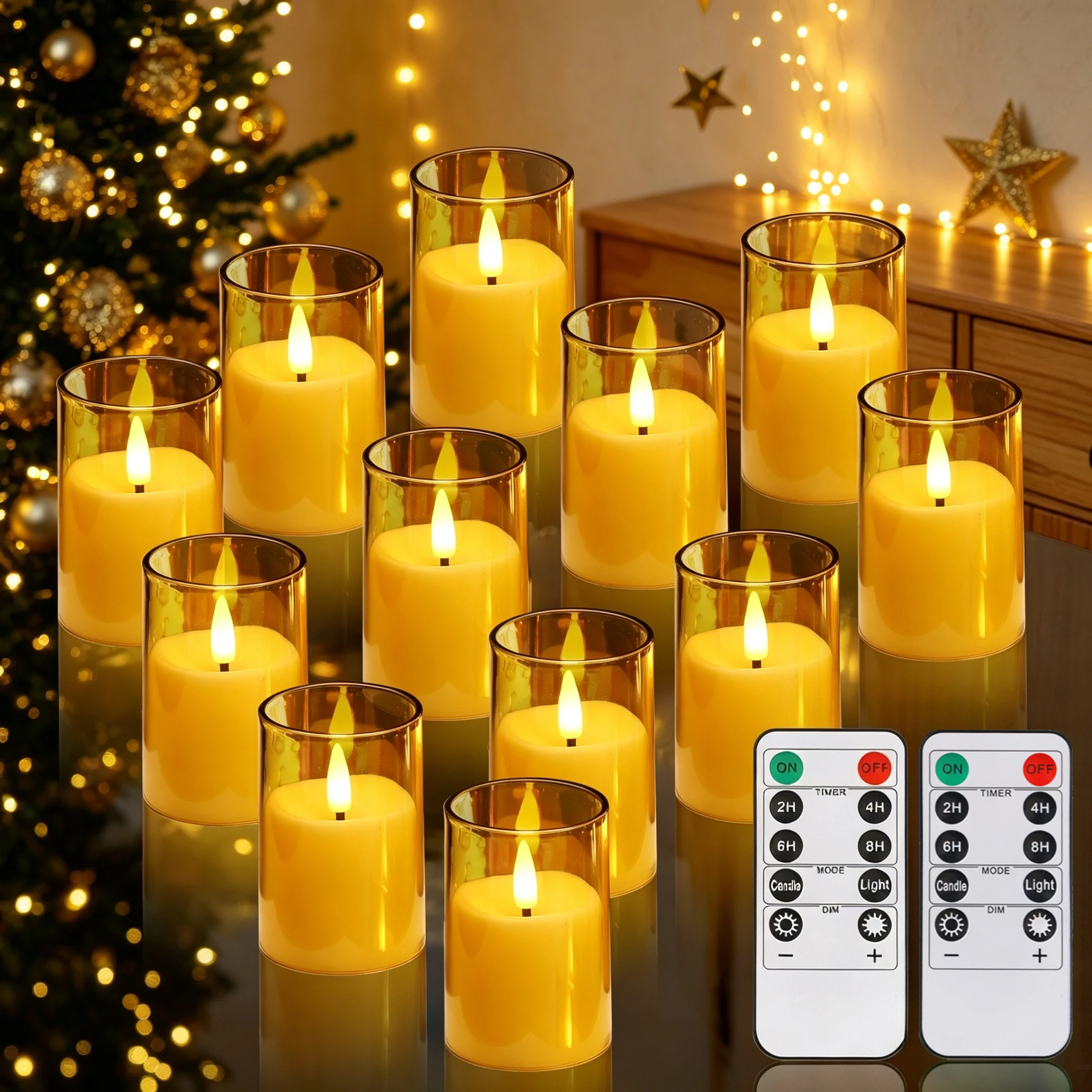 Acrylic Remote LED Tea Lights Flameless 2/4/6/8h Time Votive Candles Battery Operated Flickering Tealight for Wedding Home Decor
