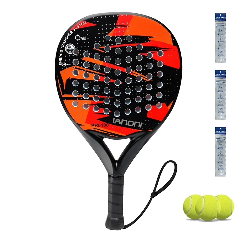 

Набор ракеток для падела IANONI с карбоновым покрытием и сердцевиной из пены EVA Memory Flex, включает 3 мяча и 3 накладки для защиты от пота.