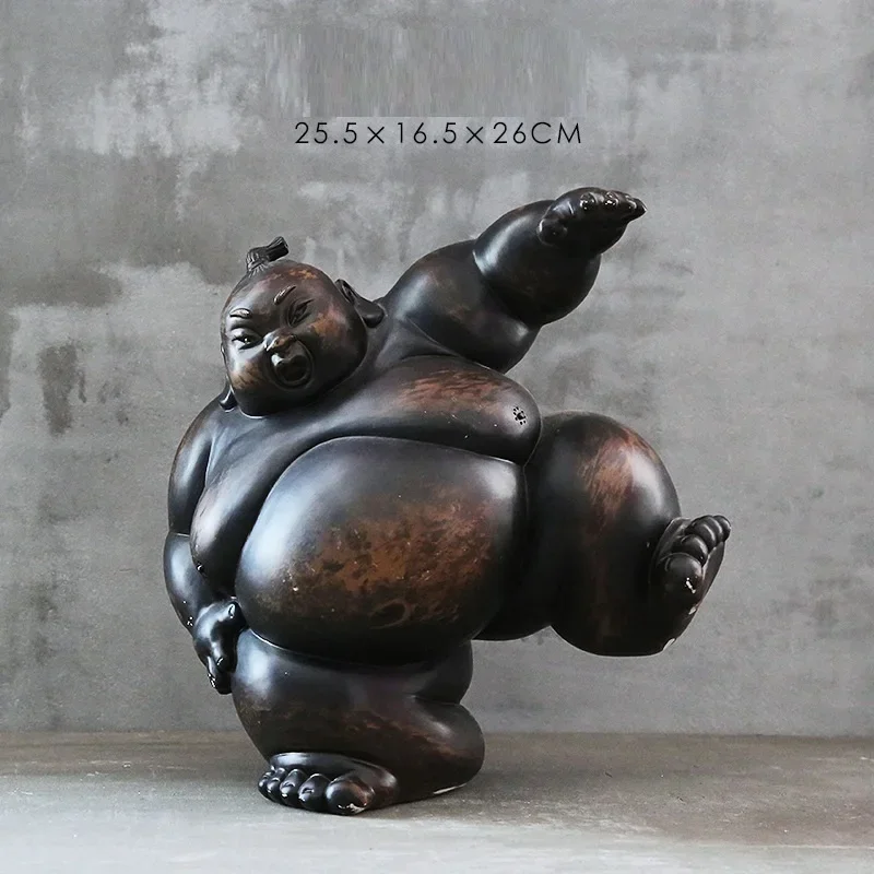 Japanese Sumo Figure Figurine Abstract Retro Ports Art Sculpture Resin Art &Craft Home Decoration Living Room Gift