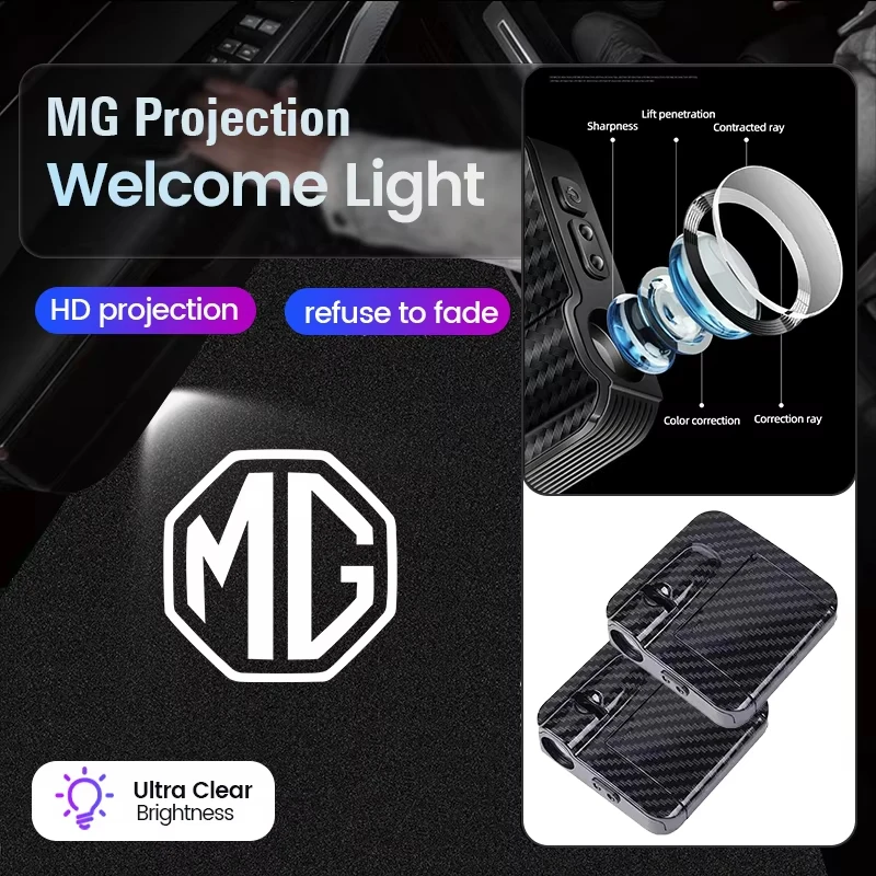 HD Wireless Car Door Logo Projector Welcome Lamp Induction Step Courtesy Light For MG ZS MG4 EV MG5 MG HS MG3 MG6