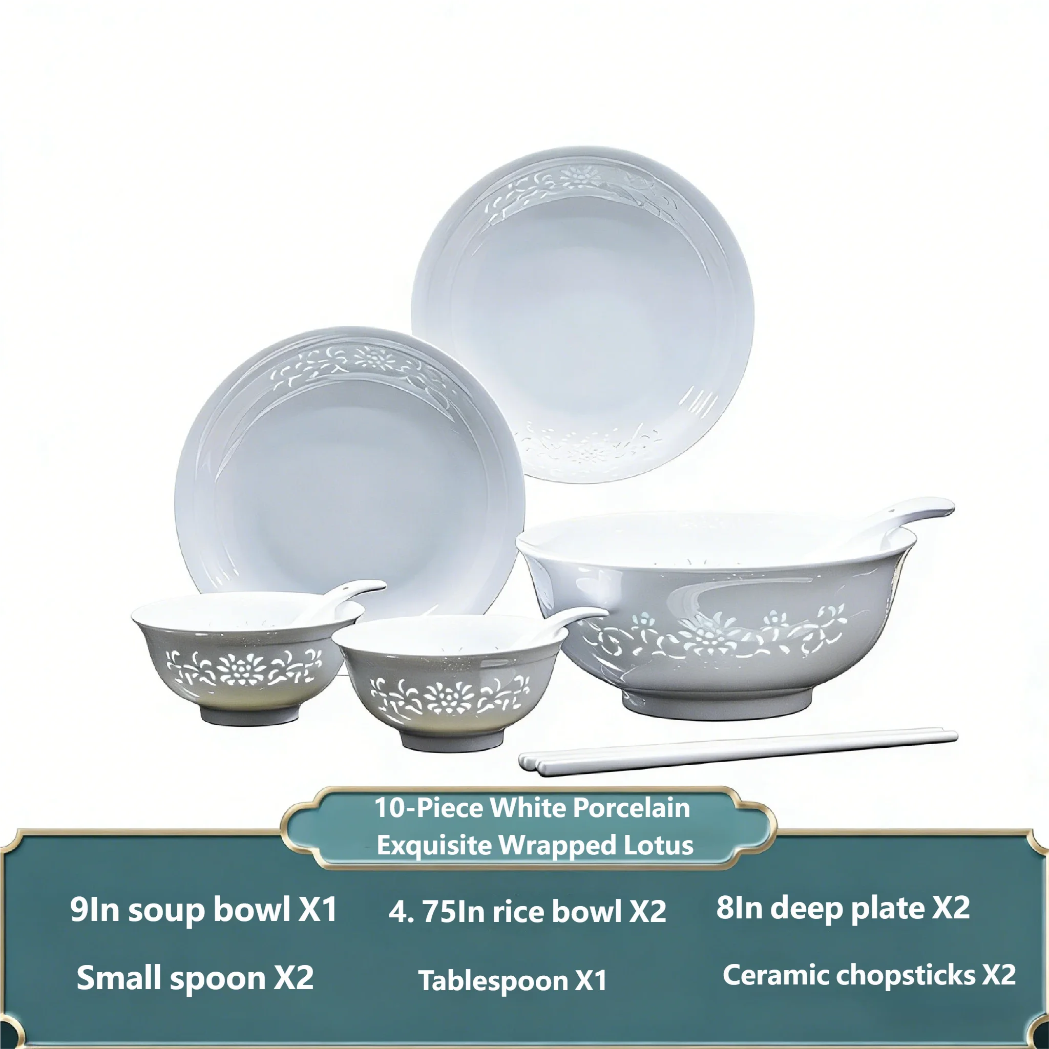 White Porcelain Tableware Set 10/18/28/68pcs Linglong Ceramics Dish Sets Full Set Luxury China Dinnerware Set 2/4/6/10 Persons
