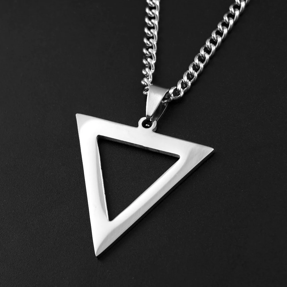 Hip hop Geometric Inverted Triangle Pendant Necklace Waterproof Stainless Steel Chain Punk Necklaces Jewelry For Men Jewelry