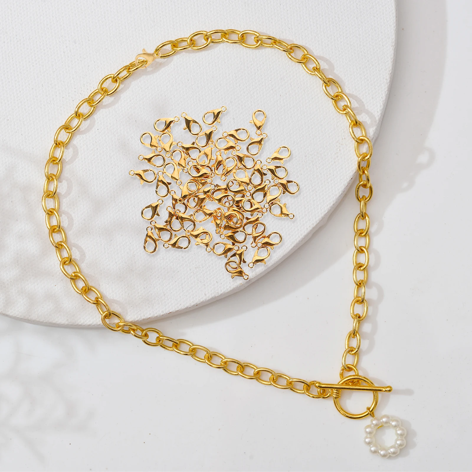 

100 Sets Golden Clasp DIY Jewelry Kit Premium Material Necklace Anklet Earrings Bracelet Closures Lobster Clasps Jump Rings