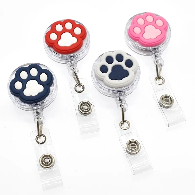 Cat Claw Retractable Badge Holder for Nurses Porta Credencial Name Tag Cartoon Id Card Holder Lanyards Badge Reel Clip Accessory