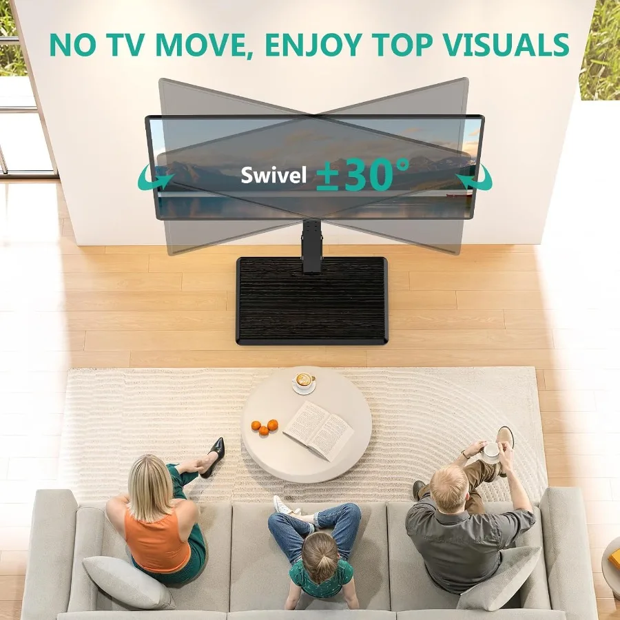 حامل تلفزيون بأرضية طويلة مع مخرج طاقة مدمج لأجهزة التلفاز مقاس 3275 بوصة يصل ارتفاعًا يصل إلى 110 رطل وتصميم دوار قابل للتعديل مع خشبي B #4