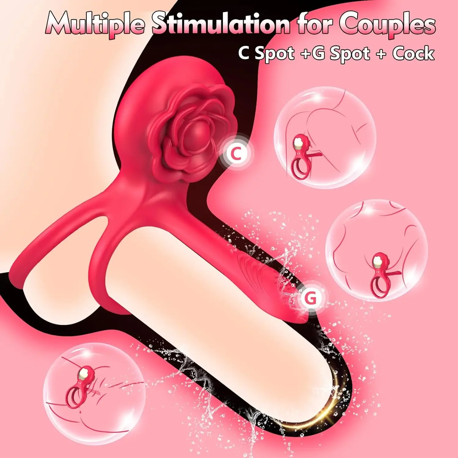 Rose Vibrating Cock Ring Penis Sleeve Vibrator G-spot Clitoral Stimulator 10 Vibration Sex Toy for Adult Men Clitoris Vibrator