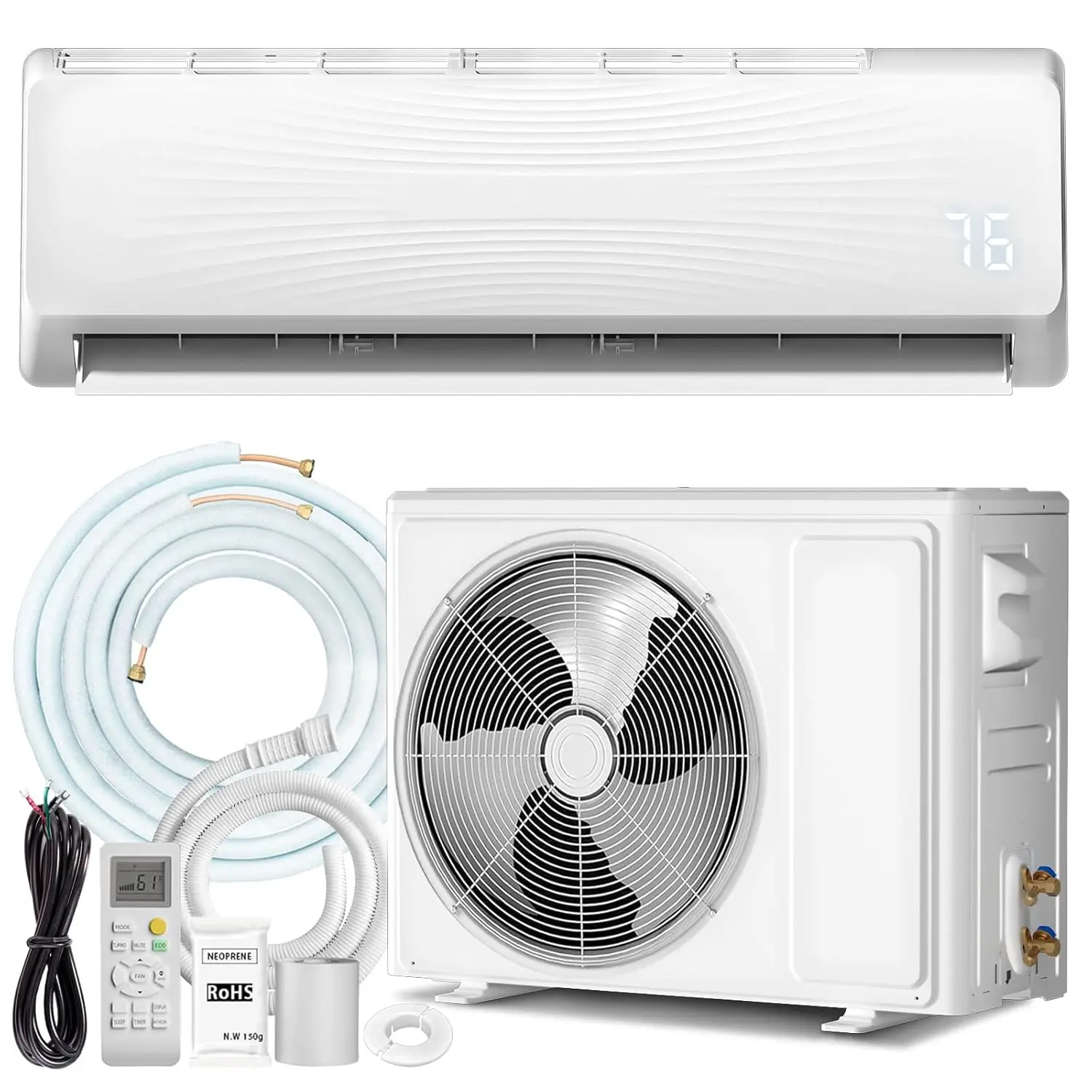 

Мини-сплит-система кондиционирования/отопления 18000 BTU с инвертором, 19 SEER2, 230В, энергоэффективная, без воздуховодов, настенная, индивидуальная комплектация