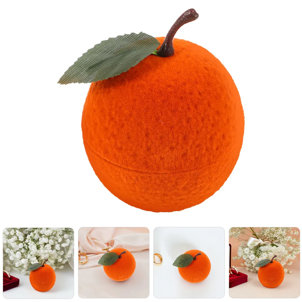 

2Pcs Mini Realistic Orange Fruit Jewelry Box for Rings Earrings Ear Studs Small Cute Storage Case Wedding Birthday Gift Fruit