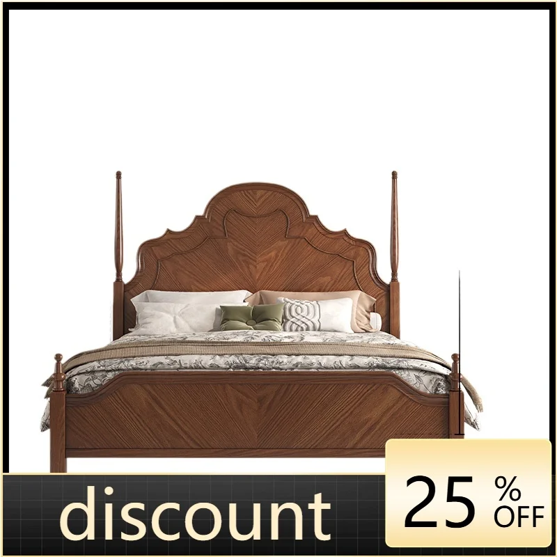 LMM French Vintage Anna Solid Wood Bed Master Bedroom Double Bed 1.8m Bed Bedroom Furniture