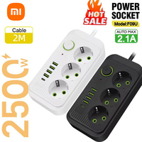 XIAOMI EU Plug AC Outlets Multitap Socket Extension Cord Electrical Power Strip USB Type C Fast Charging Network Filter Adapter