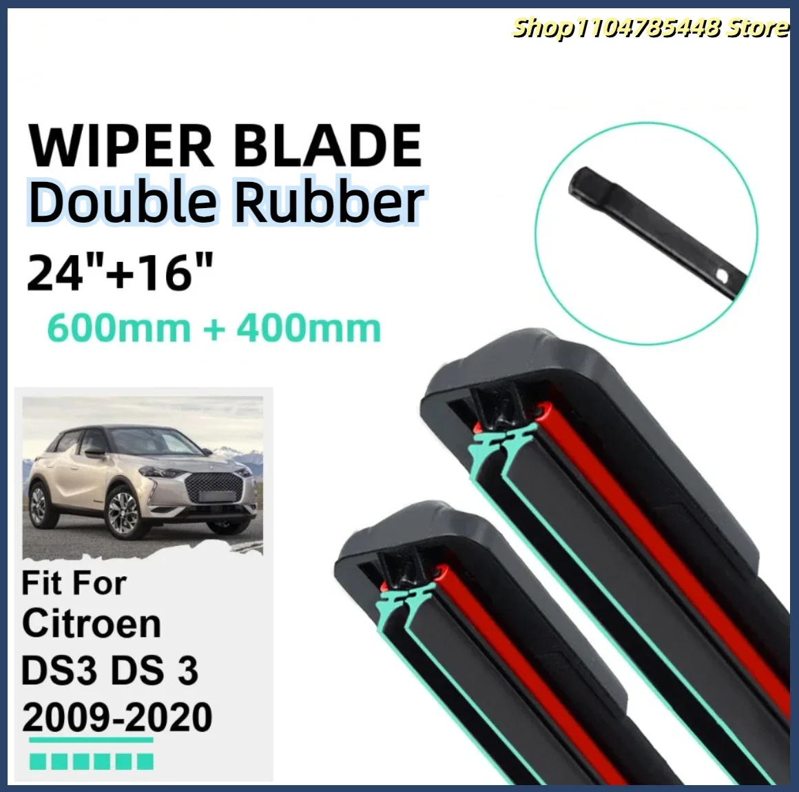 

Double Rubber Car Wiper Blades for Citroen DS3 DS 3 2009-2020 Front Windscreen Windshield Rubber Car Accessories 2018 2019 2020