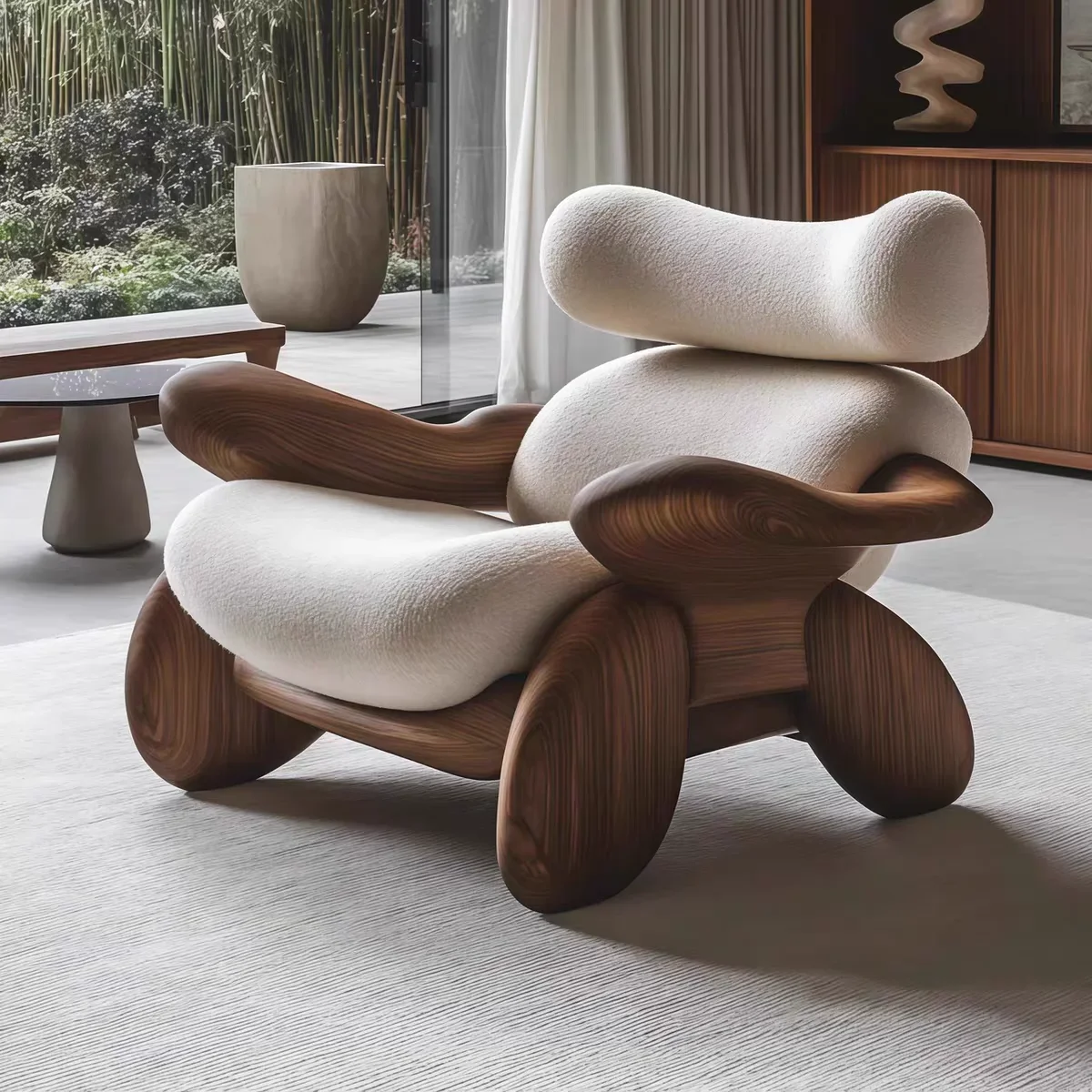 # Wa Ji Feng Wabi-Sabi Oak Solid Wood Leisure Chair-Eco-Friendly & Durable Hotel Reception Chair