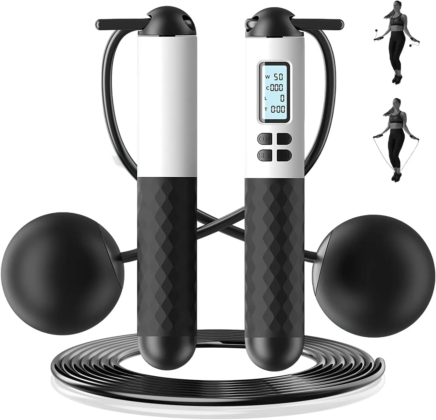6cm Cordless Skipping Rope With Counter 2-in-1 Ropless Skipping Rope with Counter Smart Digital Gravity Ball Jump Rope with LCD