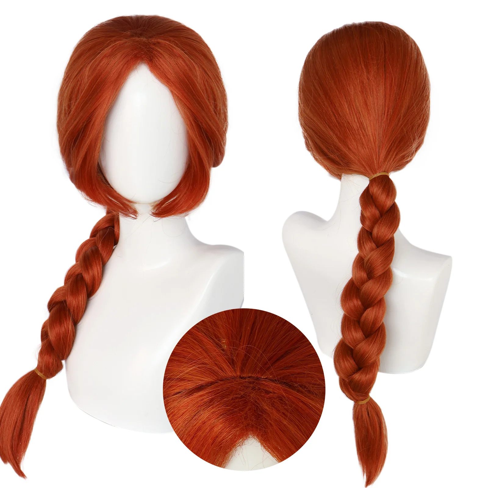 Parrucca cosplay Fiona Parrucca treccia marrone rosso Berretto per capelli sintetico resistente al calore Accessori per costumi Halloween per donna adulta