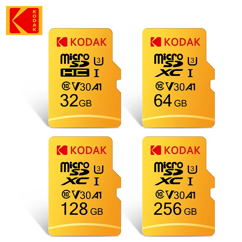 Original KODAK 32GB 64GB 128GB 256GB Memory Card 64GB U3 4K Micro TF SD Card 64G SDHC Mini microsd UHS-I C10 TF Trans Flash card