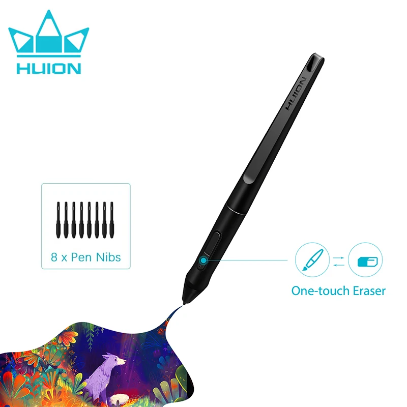 HUION PW500 Battery-free Digital Pen with 8 Nibs for Graphic Tablet Q620M HS611 Q11K V2 WH1409 V2 Monitor Kamvas Pro 22 (2019)