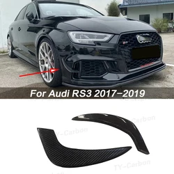 Carbon Fiber FRP Front Bumper Air Vent Side Canards Trims For Audi RS3 Sedan Fins Shark Style Decoration Stickers 2017-2019