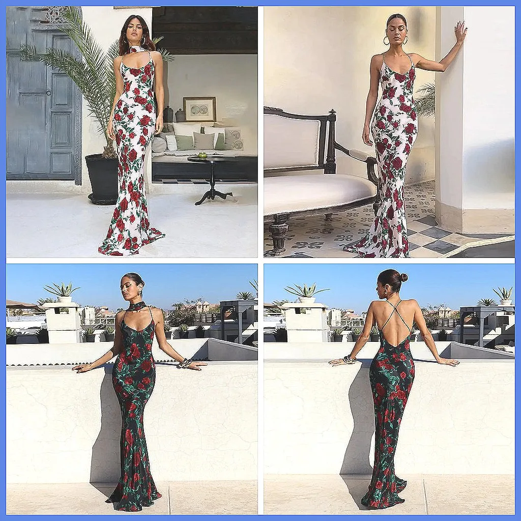 

Sexy Deep V Neck Backless Maxi Dress for Women, High Waist Party Club Dress with Spaghetti Strap