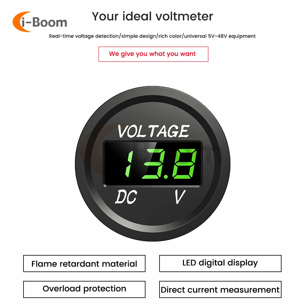 DC 5-48V Waterproof Voltmeter LED Digital Display Voltage Meter for Car Motorcycle battery LED Panel Volt Monitor 12V