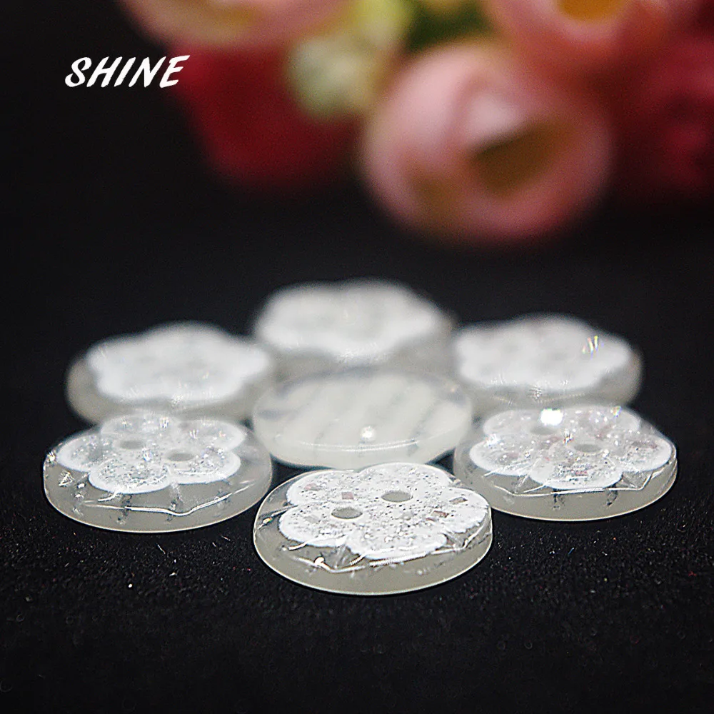 50pcs Resin Sewing Buttons Scrapbook Round Flower 2 Holes 15mm  Costura decorate sewing accessories  vintage buttons