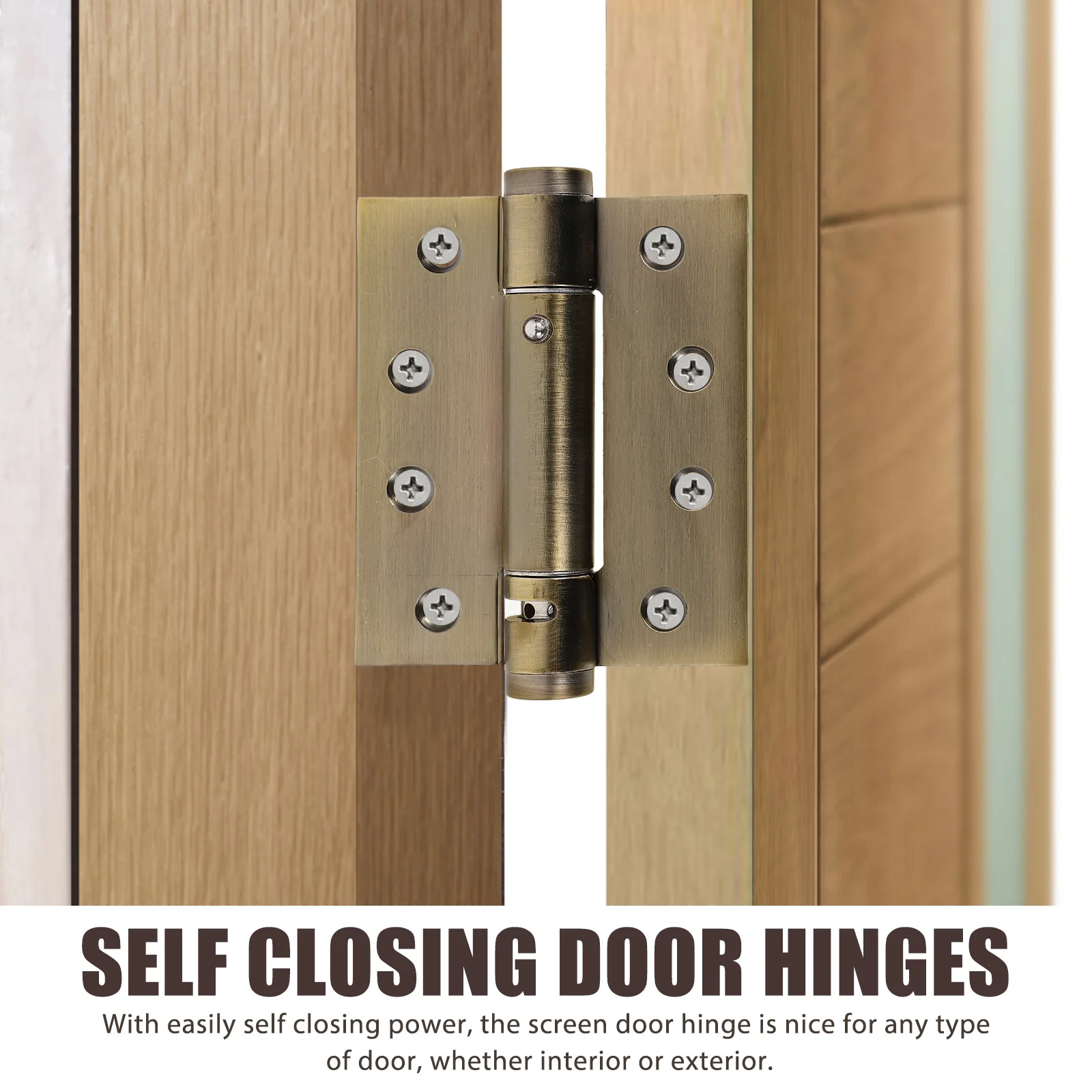 

2pcs Self Closing Door Hinges Automatic Closer Spring Loaded Heavy Duty For Wooden Screen Doors Closet Garage