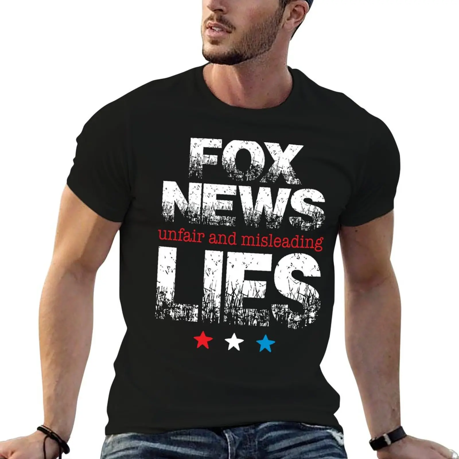 Camisetas de anime de algodón, camiseta de noticias, camiseta de gran tamaño de LIES, camiseta 100% FOX