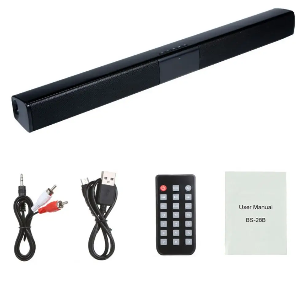 

Bluetooth Speaker Wireless Soundbar TV 4 Horns Bluetooth BS-28B Soundbar Insert Card Long Strip TV Sound Bar Listen To Music