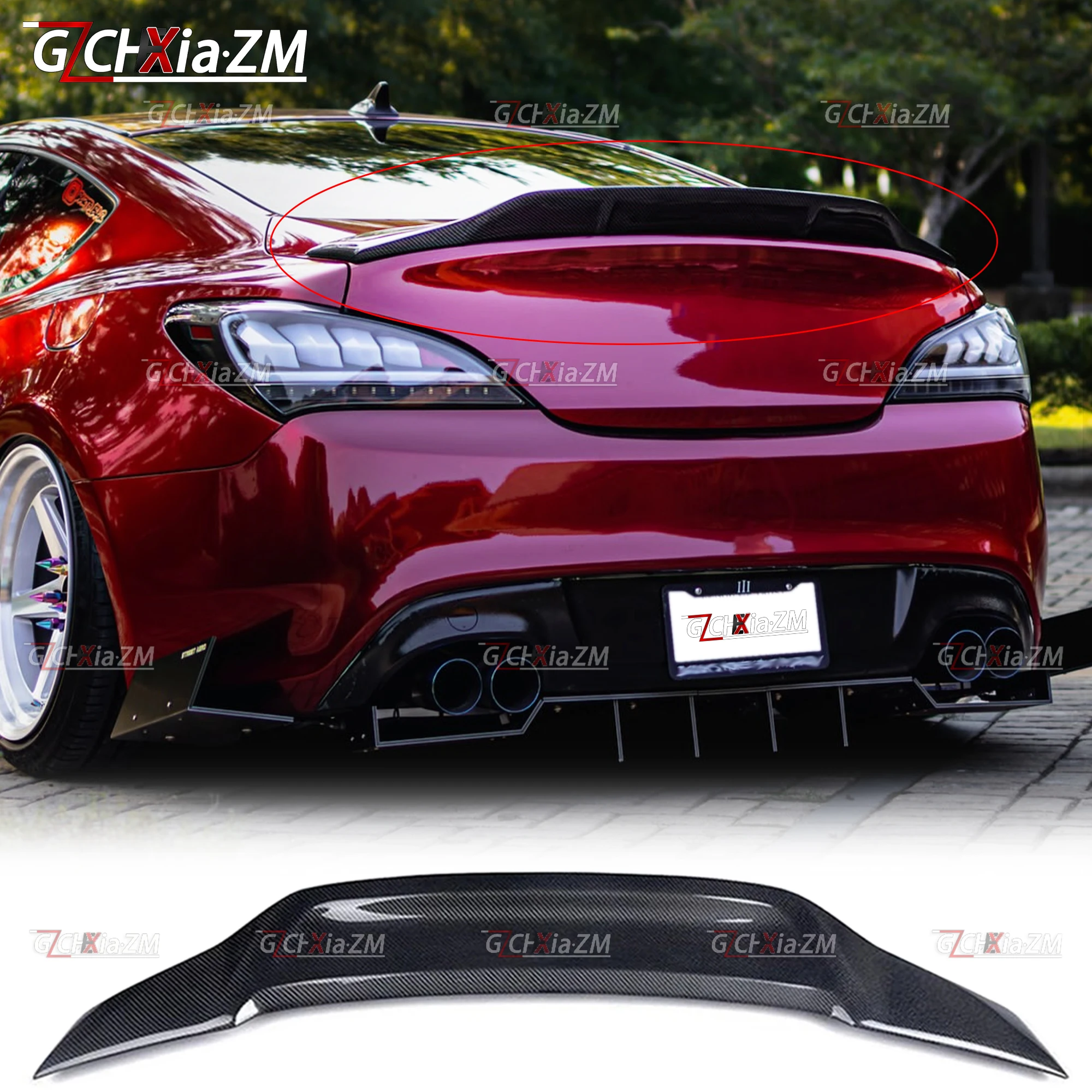 For Hyundai Genesis Coupe 2009-2015 Spoiler Trunk Lid Decorative Cover High-Quality Carbon Fiber Material Diffuser Body Kit Wing