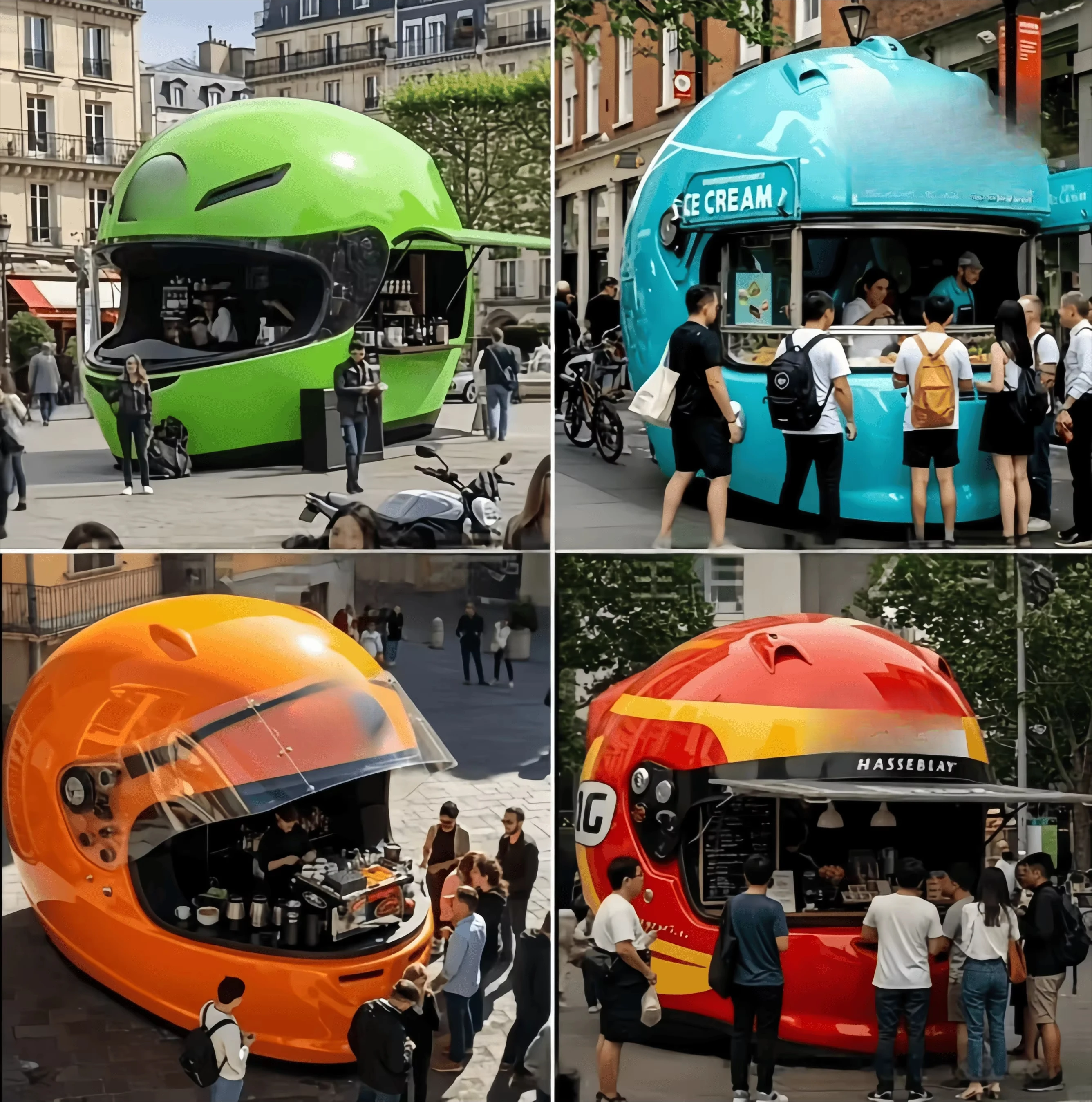 Outdoor Fiberglass Motorcycle Helmet Coffee Shop square Seaside Decoration Shop