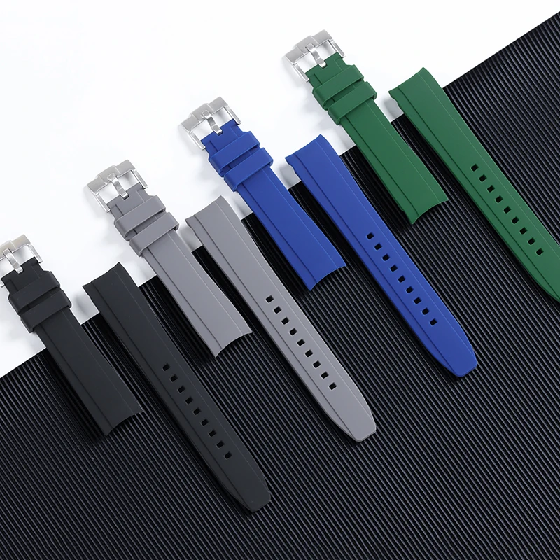 Waterproof Rubber Watchband for Swatch for Planet Moon Watches Silicone Wrist Strap for Rolex Men Women Curved End Watch Straps