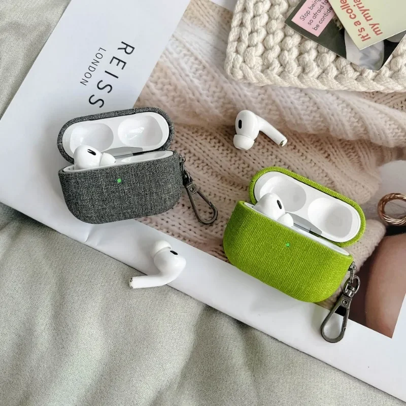 

Fabric Protector Earphone Case For Apple Airpods 4 3 2 1 Pro 2 With Key Metal Clasp Bluetooth Headphone Cover for Air Pods Pro2