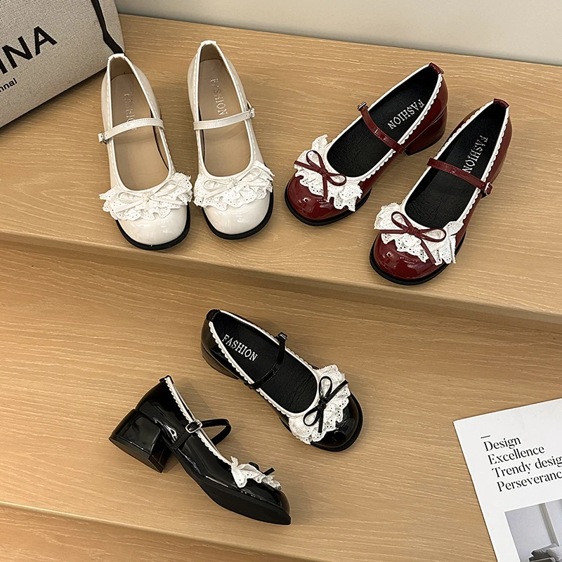 

French-style chunky heel Mary Jane leather shoes for women, 2026 new style, paired with skirts, super fairy ballet shoes