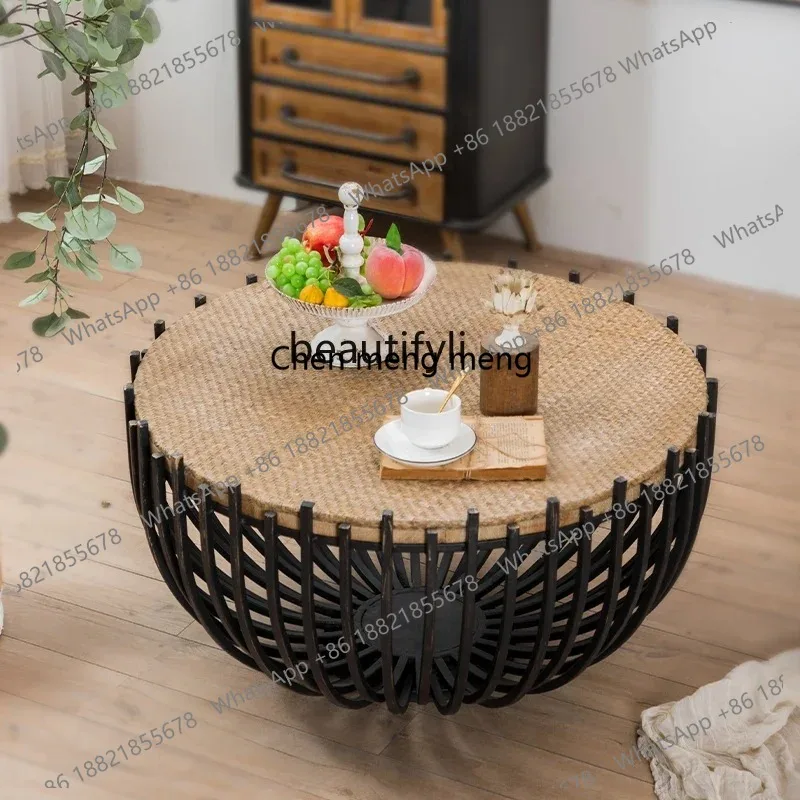 LHY26 ss zq Retro Retro Multi-Functional Storage Tea Table Small Apartment Living Room Iron Tea Table Storage Side Table