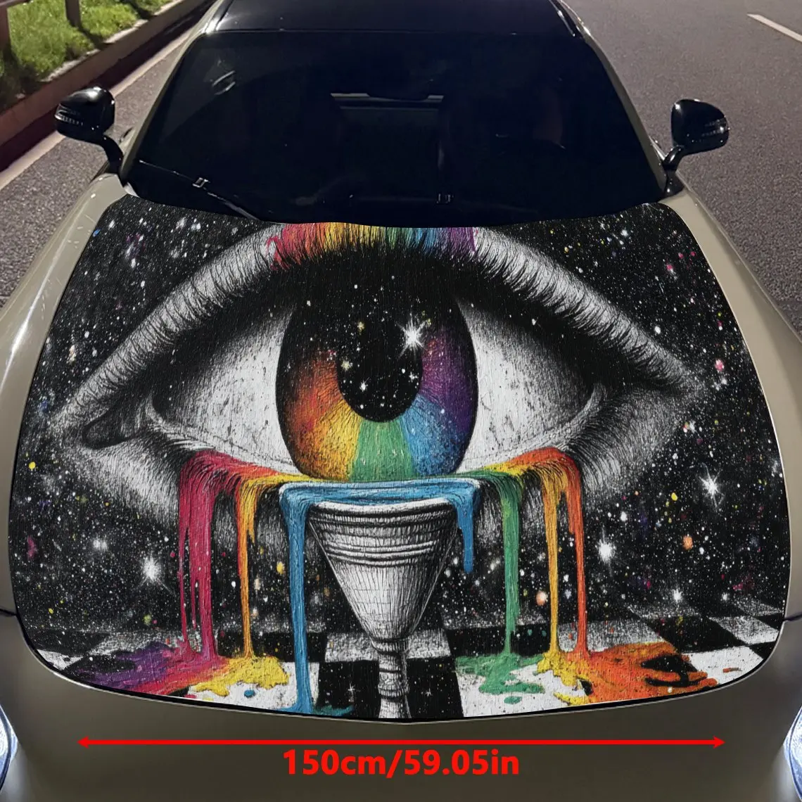 Magical eye print,car hood stickers,PVC waterproof Self adhesive car hood sticker,car hood decoration protection stickers,Auto A