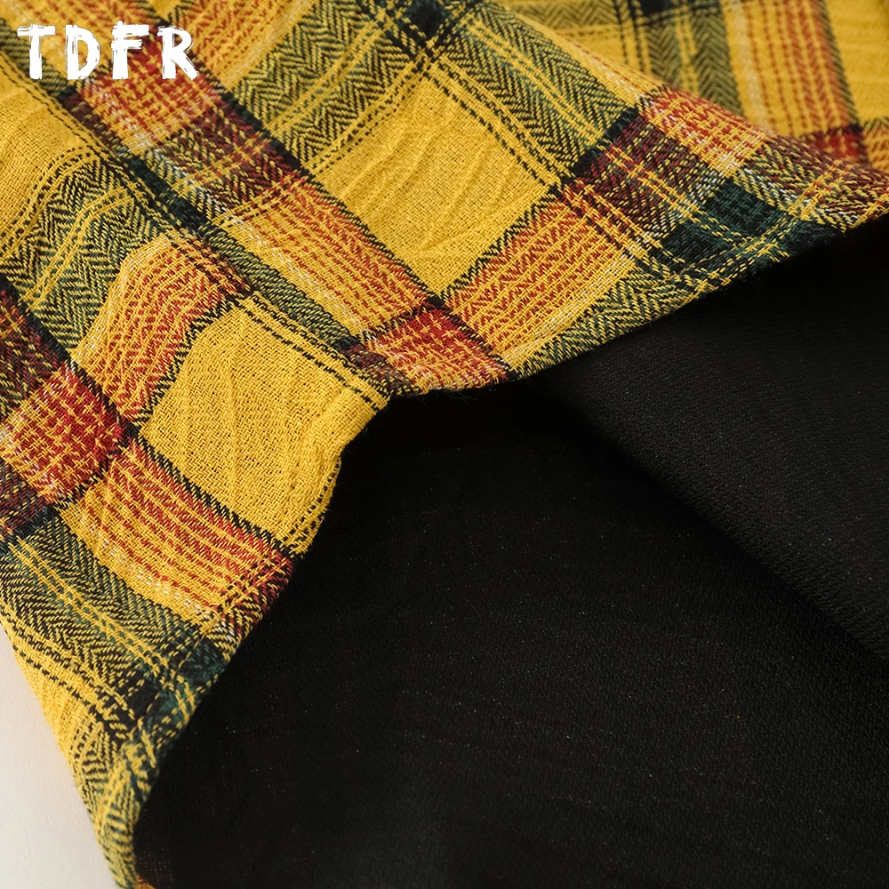 Camisas xadrez de bolso masculinas outono retro casual algodão único breasted solto manga longa camisa verificada homem