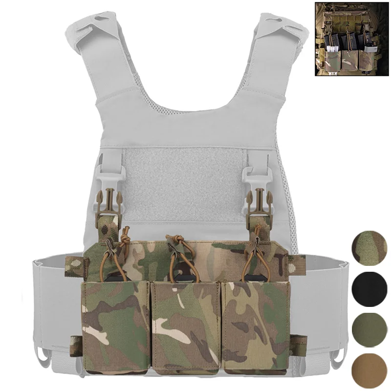 

Triple 5.56 7.62 Magazine Pouch Pistol Rifle Nylon Mag Pouch Support Holder for Hunting Vest Chest Rig Accessory