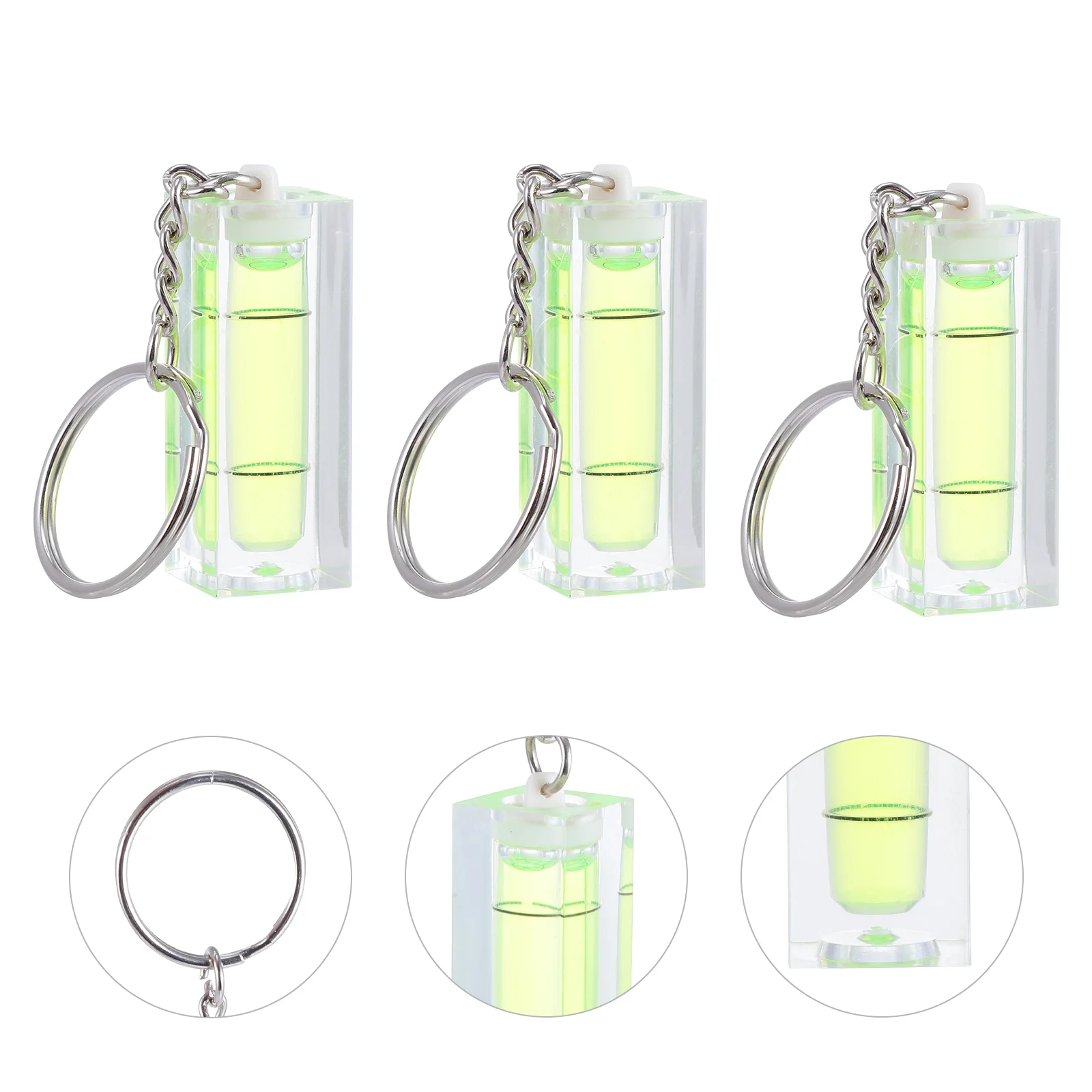 3 Pcs Keychain Horizontal Bubble Spirit Level Small Pocket Levels Various Portable Ring Acrylic Mini