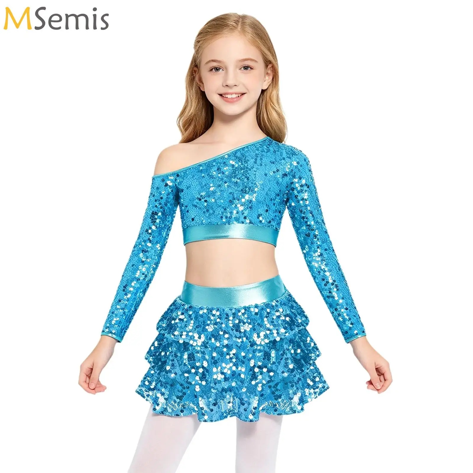conjunto-de-danca-disco-jazz-para-meninas-duas-pecas-com-lantejoulas-brilhantes-top-cropped-metalico-e-shorts-saia-fantasia-infantil-de-torcida