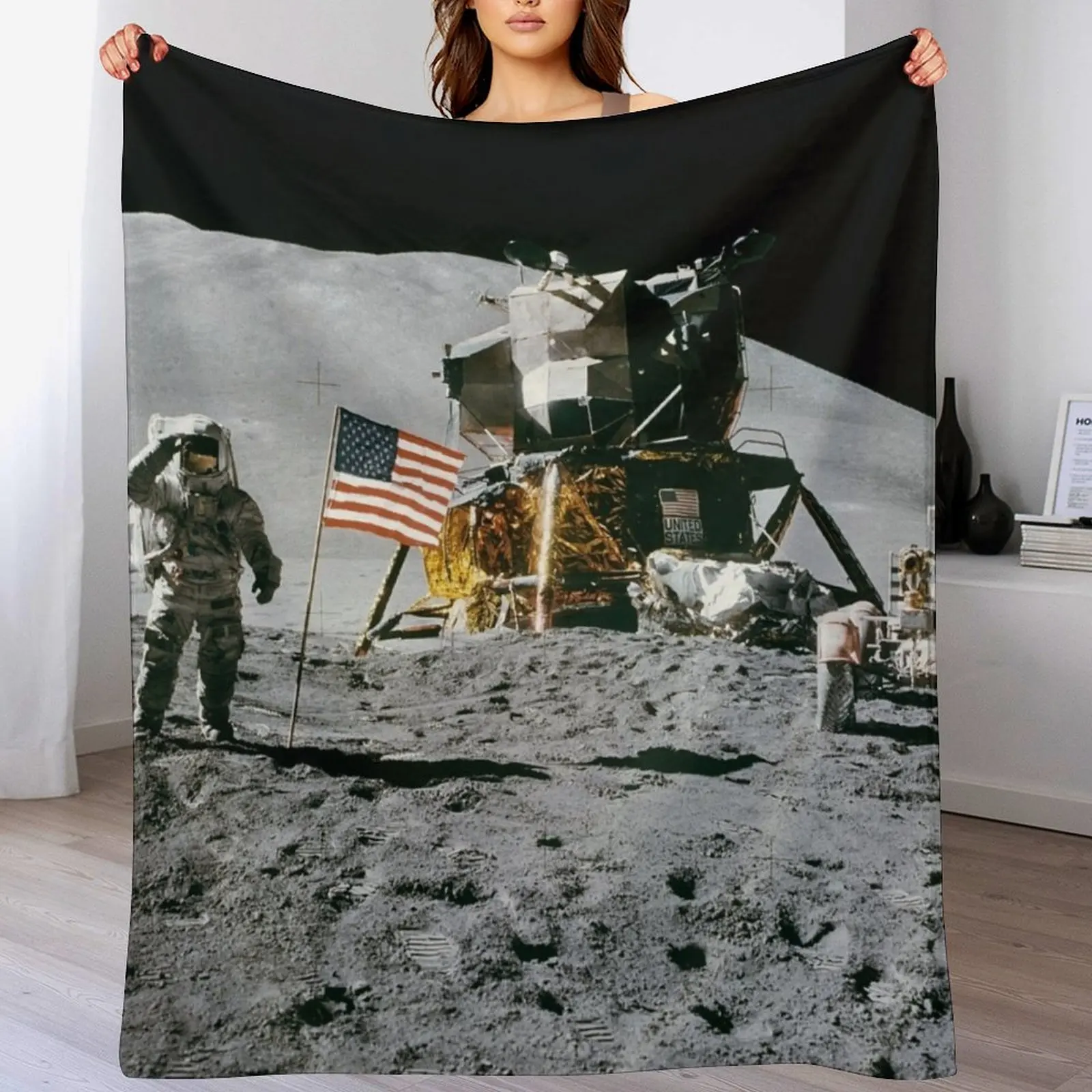 

Apollo 15 Mission Photo Throw Blanket Furry Custom Blankets Sofas Of Decoration Blankets