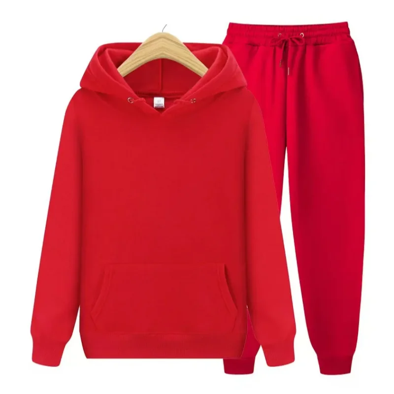 2026 New Men's Autumn/Winter Collection Solid Color Hoodie+Pants Two Piece Fashion Casual Sports Set Size s-3XL