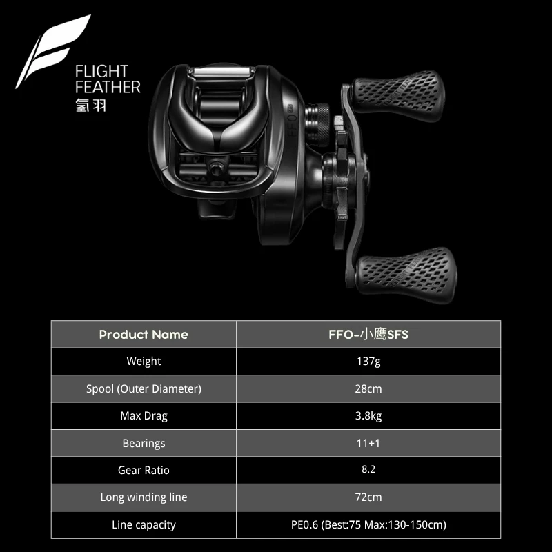 FLIGHT FEATHER FFO- SFS Finesse Baitcasting Reel 2.7g Ultra Light Spool Ceramic Bearing AFS Brake System Light Lure Fish