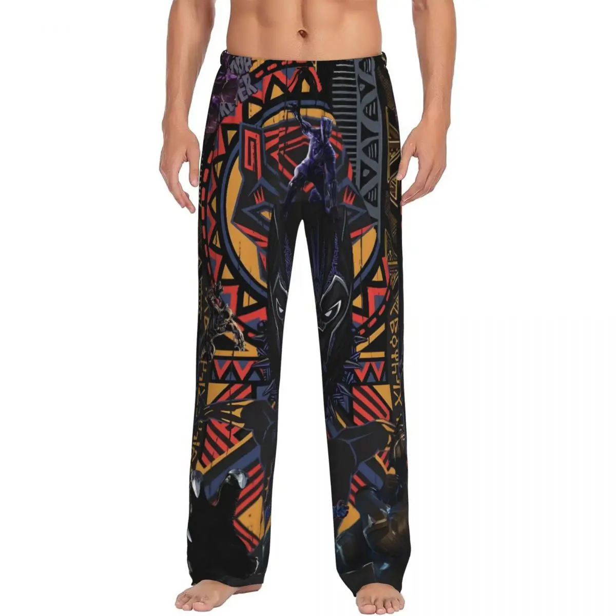 

Изготовленные на заказ пижамные штаны «Черная пантера», мужская одежда для сна в стиле комиксов, эластичные штаны для сна с карманами