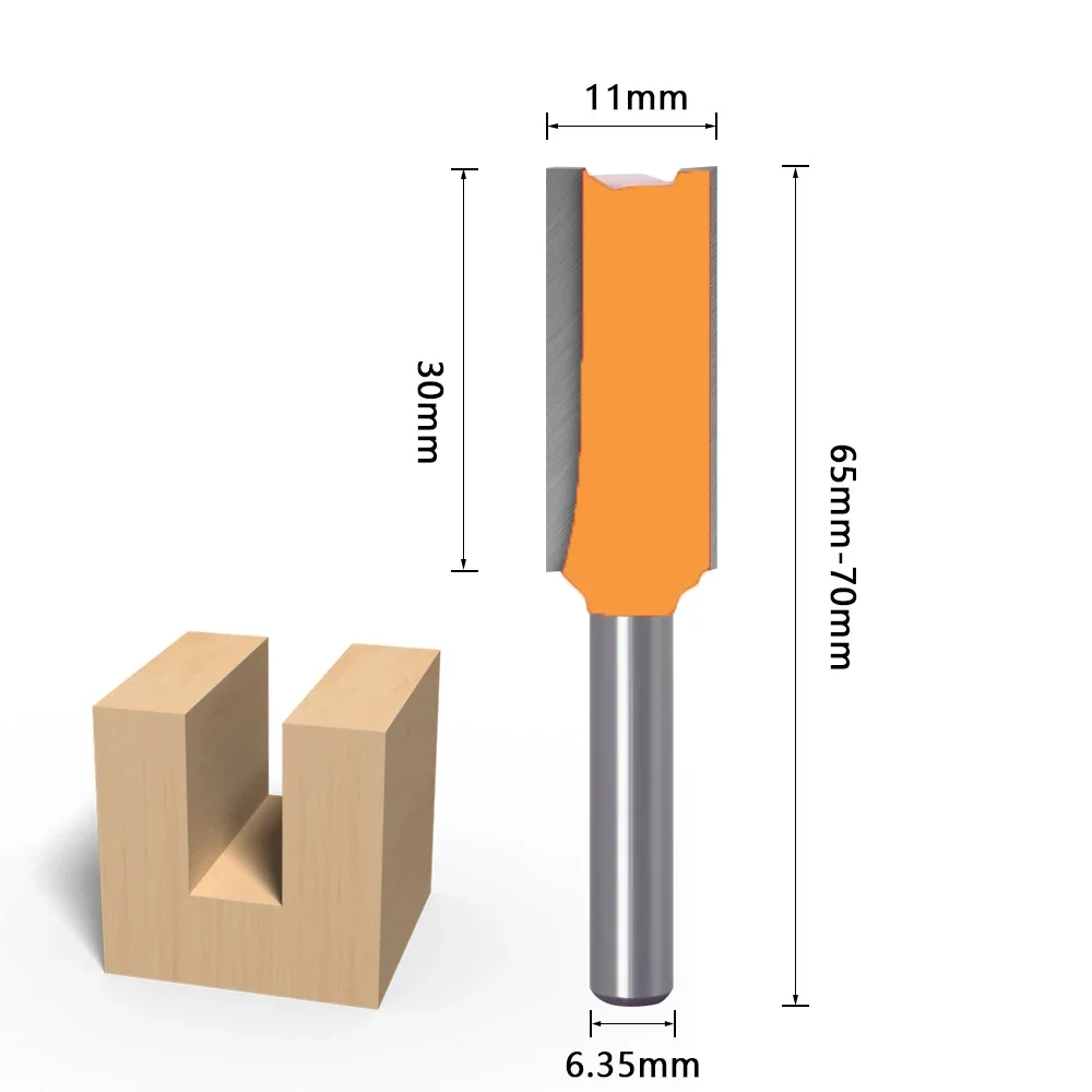 1PC 6.35MM Shank Milling Cutter Wood Carving Straight Bit Milling Single Double Flute Wood Cutters  Carbide Router Bit