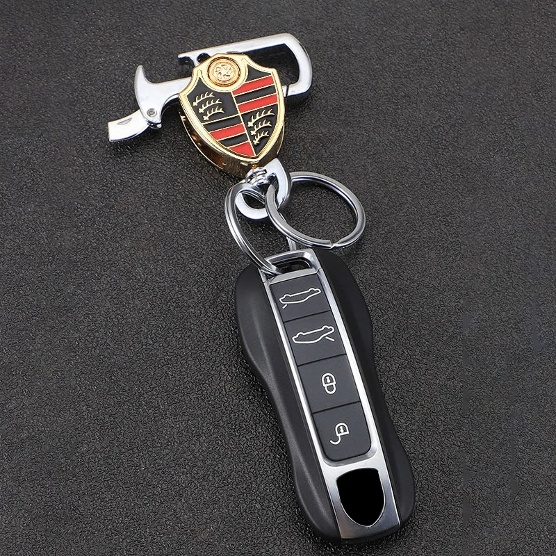 Metal Car Keychain Key Ring Anti-Loss Keyring Pendant For Porsche Cayenne Panamera Macan 911 718 Taycan Cayman Auto Accessories