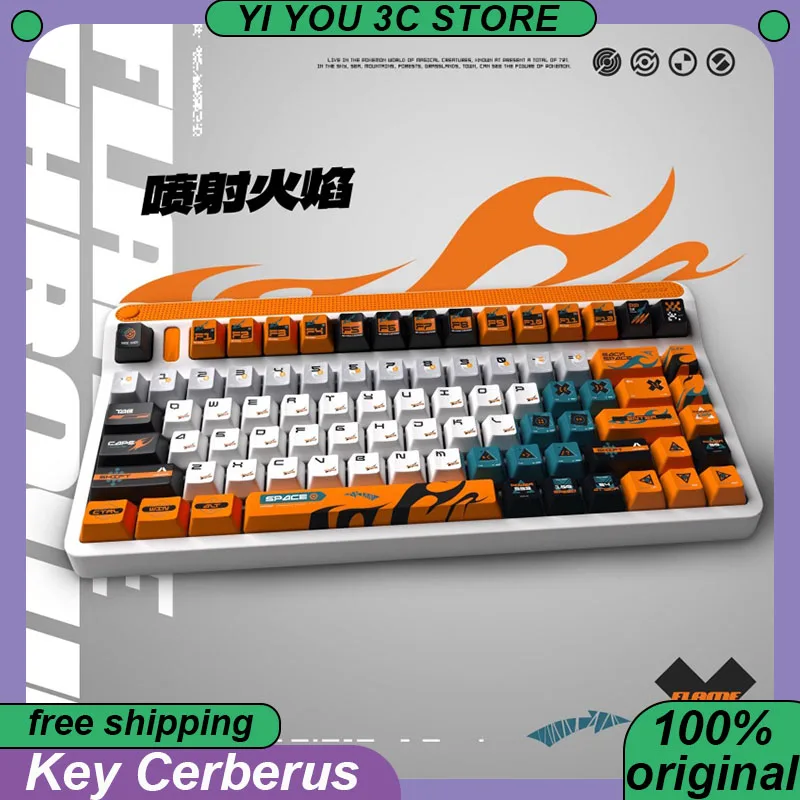 

Key Cerberus Keycap Jet Flame Theme 136Keys 157Keys PBT Five sided Heat Sublimation Original Height PC Esports Laptop Keycaps